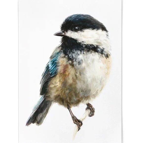 Watercolor Chickadee Bird Portrait Wall Art Print, Unframed - Charming Nature - Picture 2 of 7